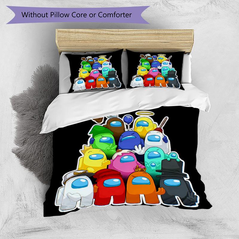 3pcs Duvet Cover Set (1*Duvet Cover + 2*Pillowcase, Without Core), Among Us Print Bedding Set, Bedroom Decor, All‑Season, Birthday Gift