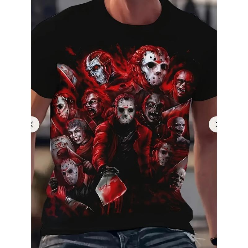 Trendy and Fashionable 3D Printed T-shirt Round Neck Short Sleeved Top Skull Series Men's T-shirts