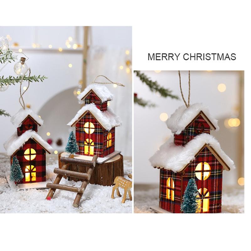 Led Ahşap Noel Evi Mini Noel Kar Evleri Ahşap Kış Köyü Bina Figürinleri Masa Süsleri Tatil Partisi Dekoru