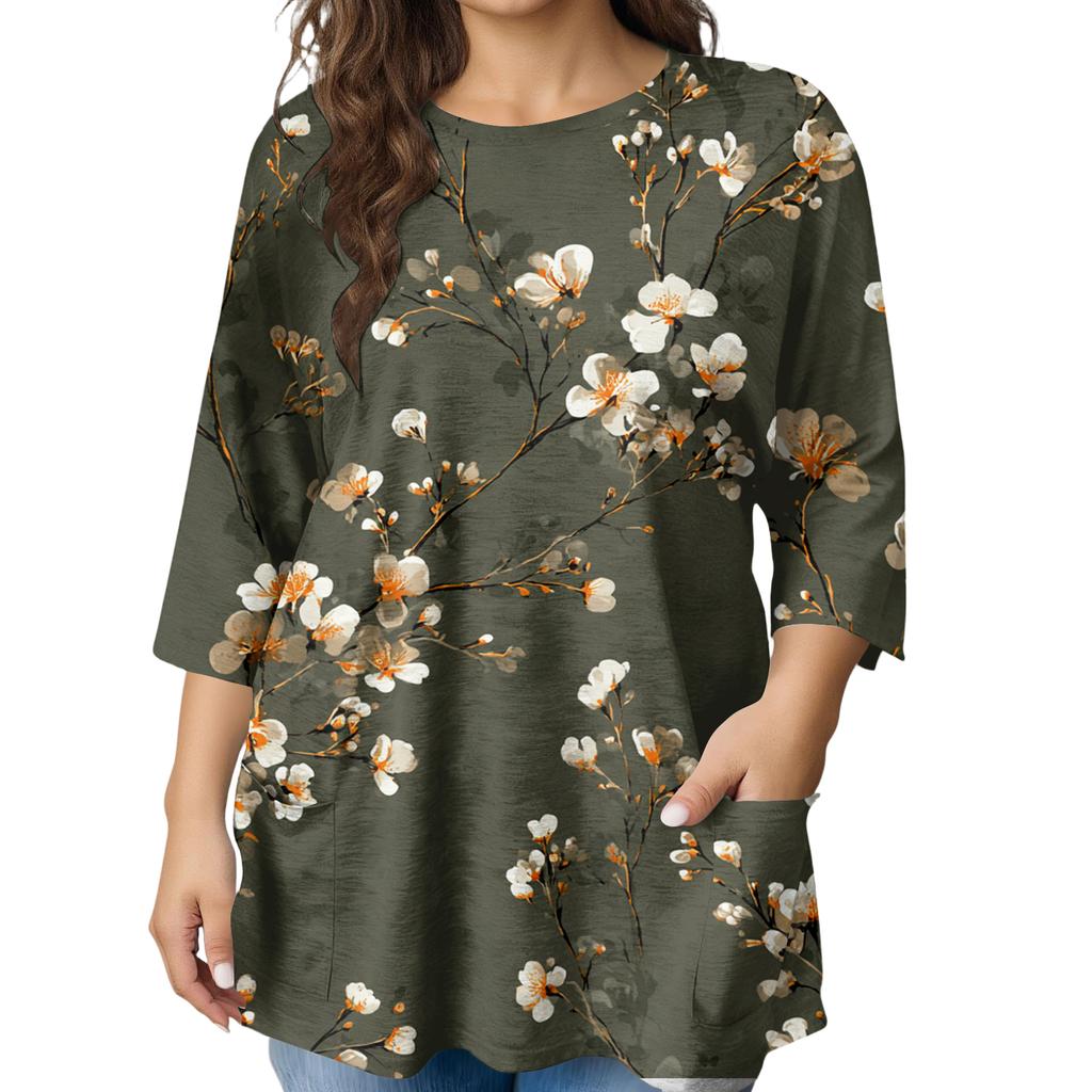 Dámska módna blúzka s potlačou a krátkym rukávom vo veľkosti Plus Size pre elegantné dochádzanie do práce a bežné nosenie