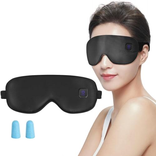USB Rechargeable Silk Eye Mask, Cordless, Pressureless, Relaxing, Light Blocking, Temperature Control, Auto Power Off, Safety Protection, Perfect for