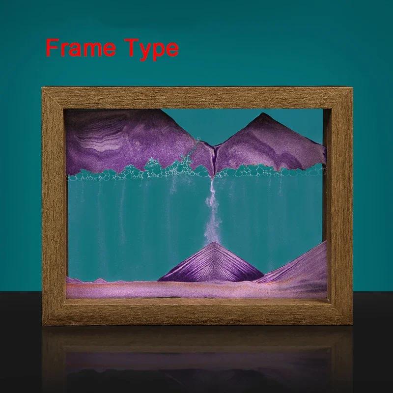 Sandscape Hareketli Kum Sanatı Resmi Hızlı Kum Derin Deniz 3D Kum Saati Kare Ahşap Çerçeve Akan Kum Boyama Ev Dekorasyonu Hediyeler