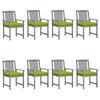 Garden Chairs and Cushions Set of 8 Solid Acacia Wood