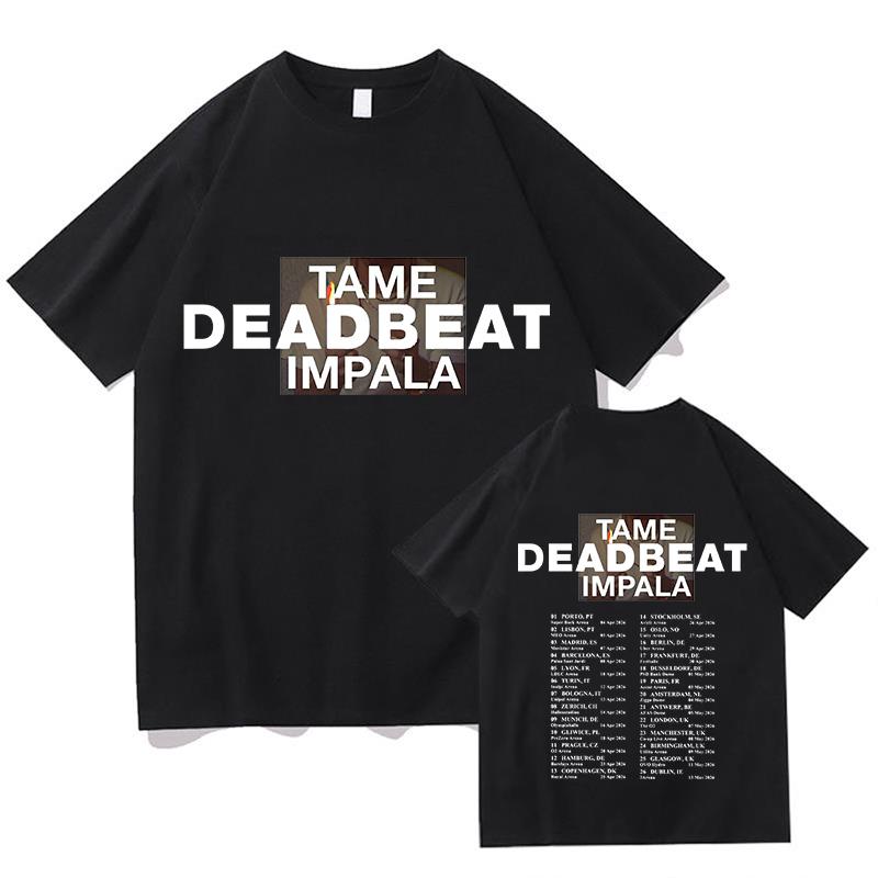 2026 Merch Tame Impala Deadbeat Tour Magliette Vintage Cotone Puro Doppia Faccia Fan Manica Corta Magliette Estetiche Abbigliamento Top