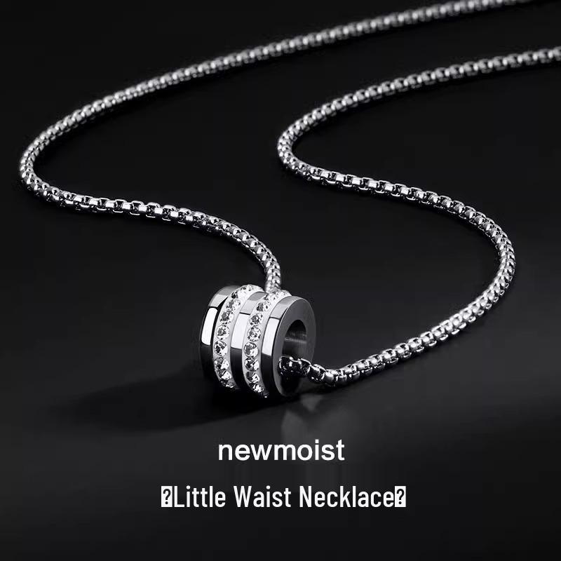 Lucky Bead Necklace: Men's Titanium Steel Lightweight Luxury Collarbone Chain with Hip Hop Flair