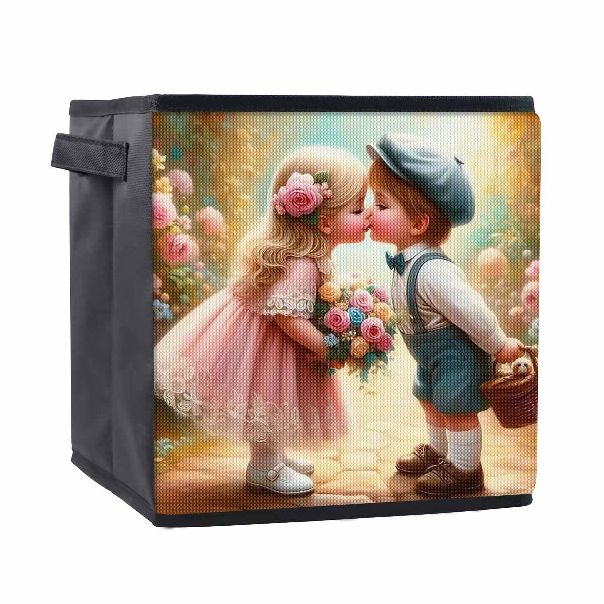 

The Kissing Child 5D Diamond Painting Storage Basket Full Round Drill Mosaic Diamond Embroidery Cross Stitch Kits Home Decor Home Decor 25cmx25cm