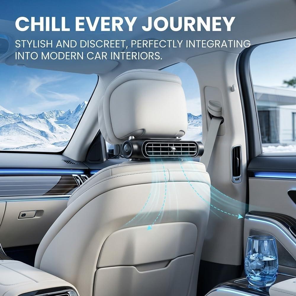 2026 upgraded car seat fan, USB-powered car fan, three-speed wind, quiet headrest neck fan