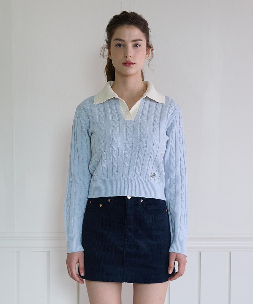 PINK PINEAPPLE Saint Collar Knit_Sky Blue