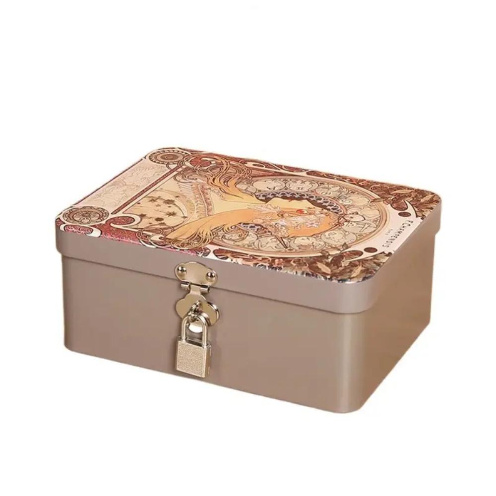Large Capacity Locking Storage Trunk High Quality Jewelry Storage Metal Box Tinplate Box  Gift