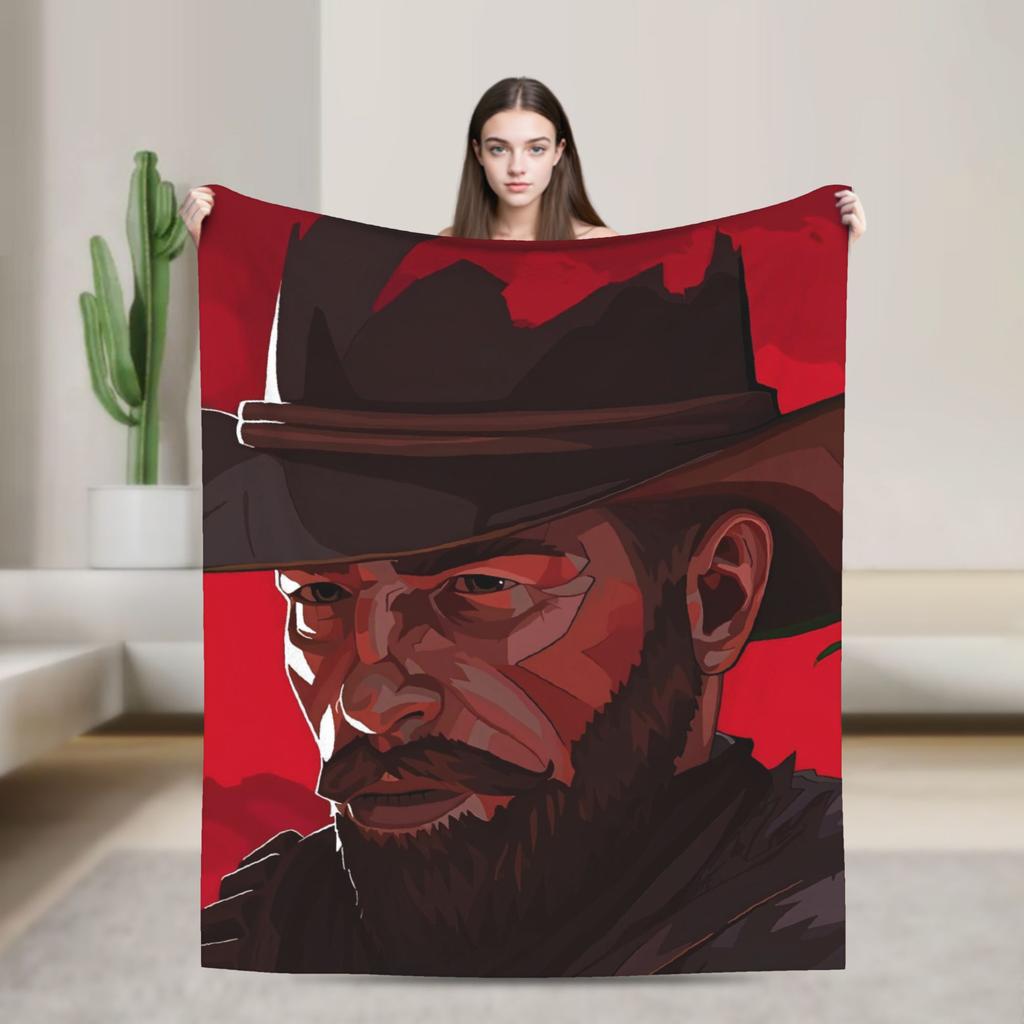 Warm Soft Blanket Travel Office Arthur Morgan  RDR 2 West Cowboy Vintage Bedding Throws  Flannel Bedspread For Sofa Bed Cover