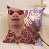 John Pork Is Calling Funny Cushion Cover Silky Short Plush DoubleSided Printed Pillow Case for Sofa All Seasons Home Decor Gift