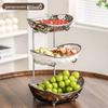 Elegant Multi-Layer Ceramic Fruit Bowl with Electroplating - High-Value Dried Fruit Storage Rack