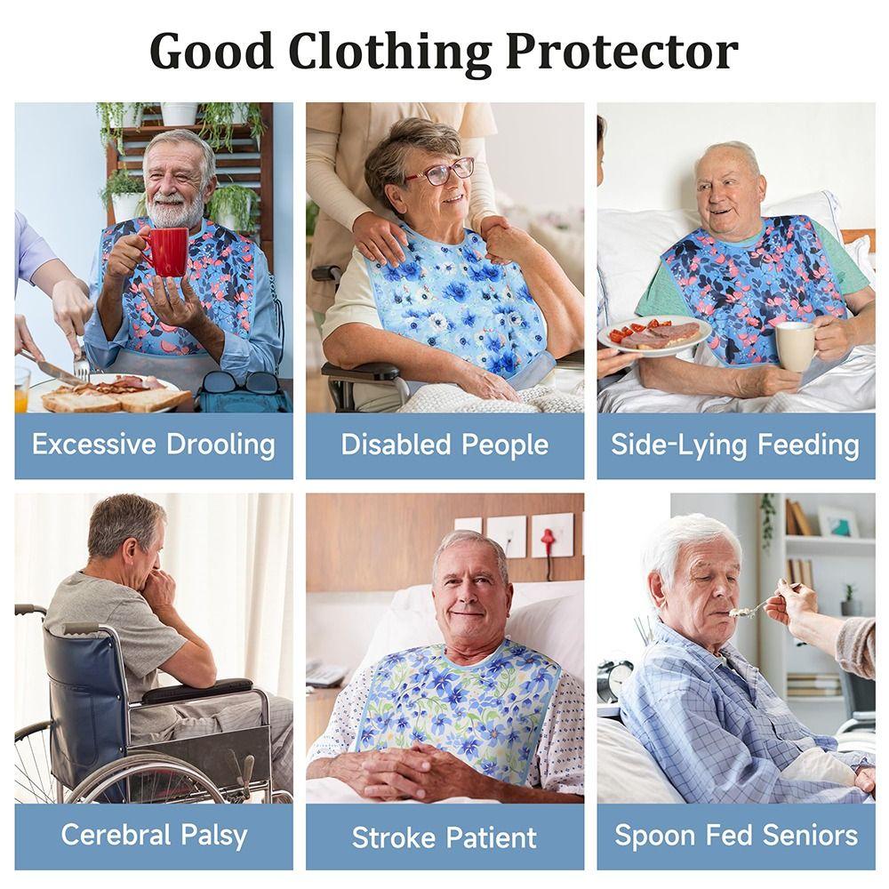 Washable Adult Bib Waterproof Elderly Care Bib Adult Care Clothing Protector  Meal Assistance