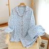 Pure cotton double-layer yarn pajamas women's autumn new long-sleeved trousers loose and breathable can be worn outside loungewear two-piece set