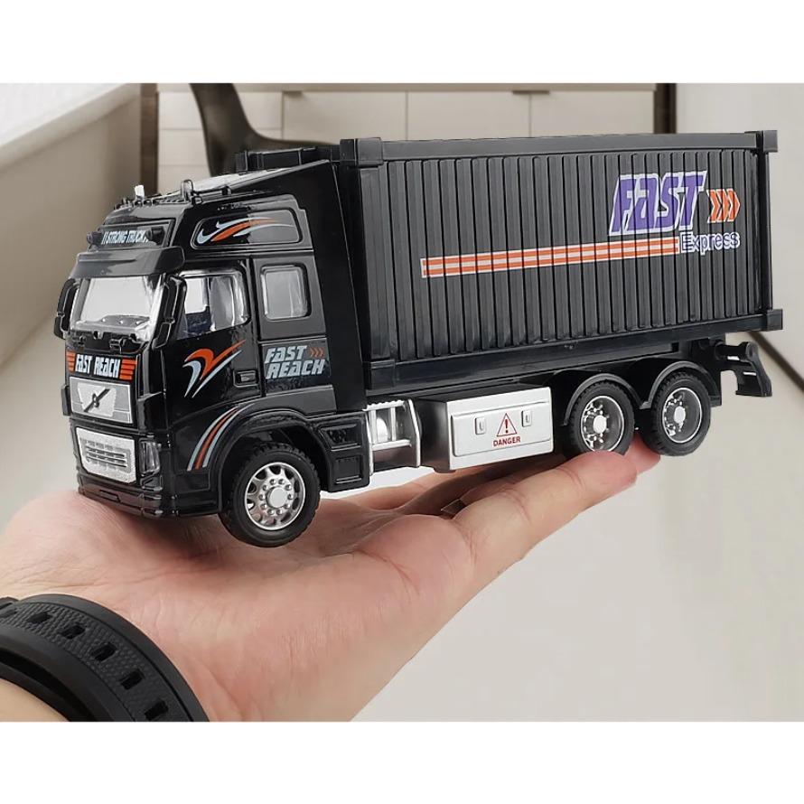 1/32 Simulations-Container-LKW Trägheits-Transportfahrzeug Baufahrzeug Kinderspielzeugauto Junge Großer LKW Rückziehauto