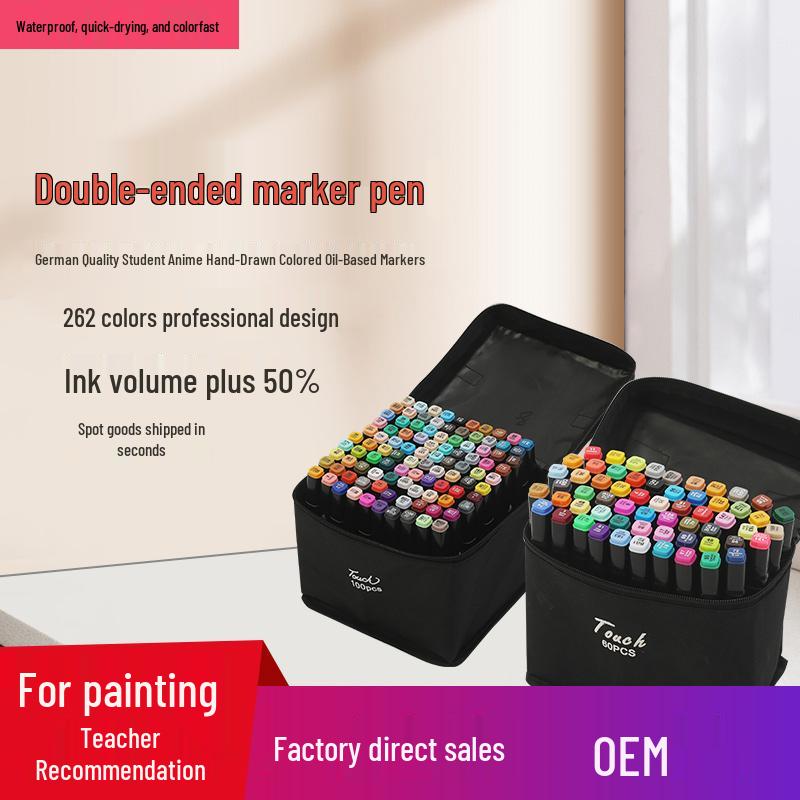 TOUCH 80-fargers dobbeltsidig alkoholbasert tusjsett for barnekunst og mangategning