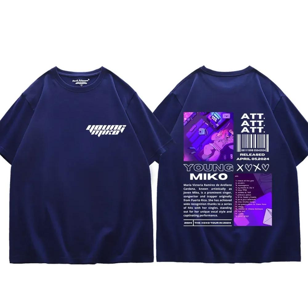 

Rapper Young Miko Album Tour Merch T Shirts Men Women Clothing Hip Hop Fashion T-shirts High Quality Oversized T-shirt S темно-синий
