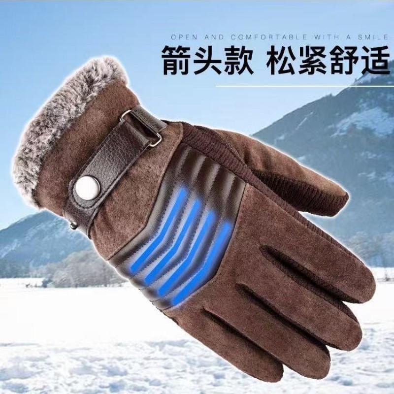 Mens Winter Leather Gloves Motorcycle Cycling Outdoor Warm Thick Lined Pigskin Touchscreen Compatible