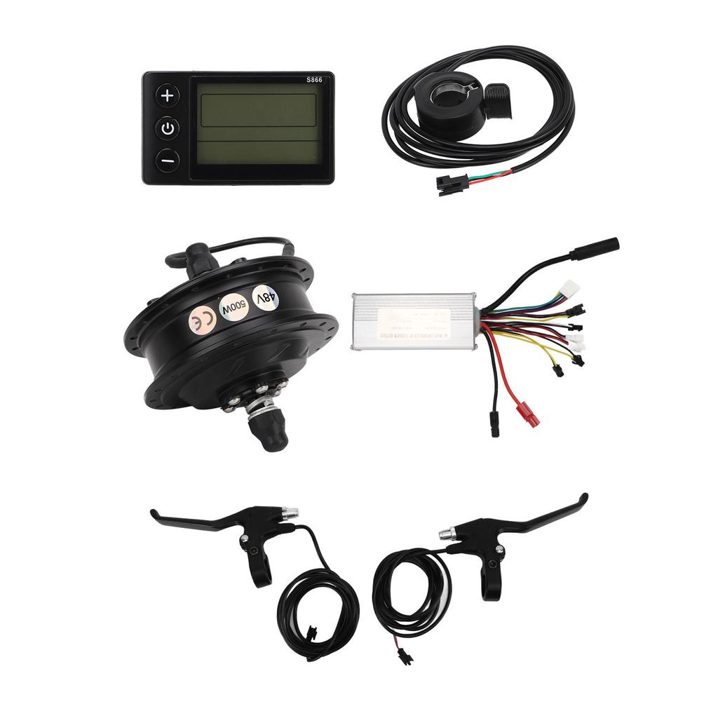 Electric Bike Conversion Kit 48V 500W Front Drive Motor 22A Controller S866 Panel 130X Thumb Throttle Brake Lever