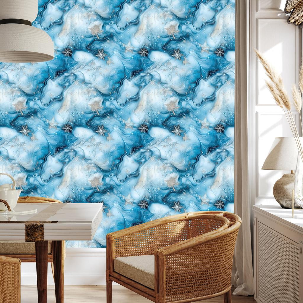 Ink Wallpaper Turquoise, Celadon and Azure for Living Room and Bedroom 50x1000