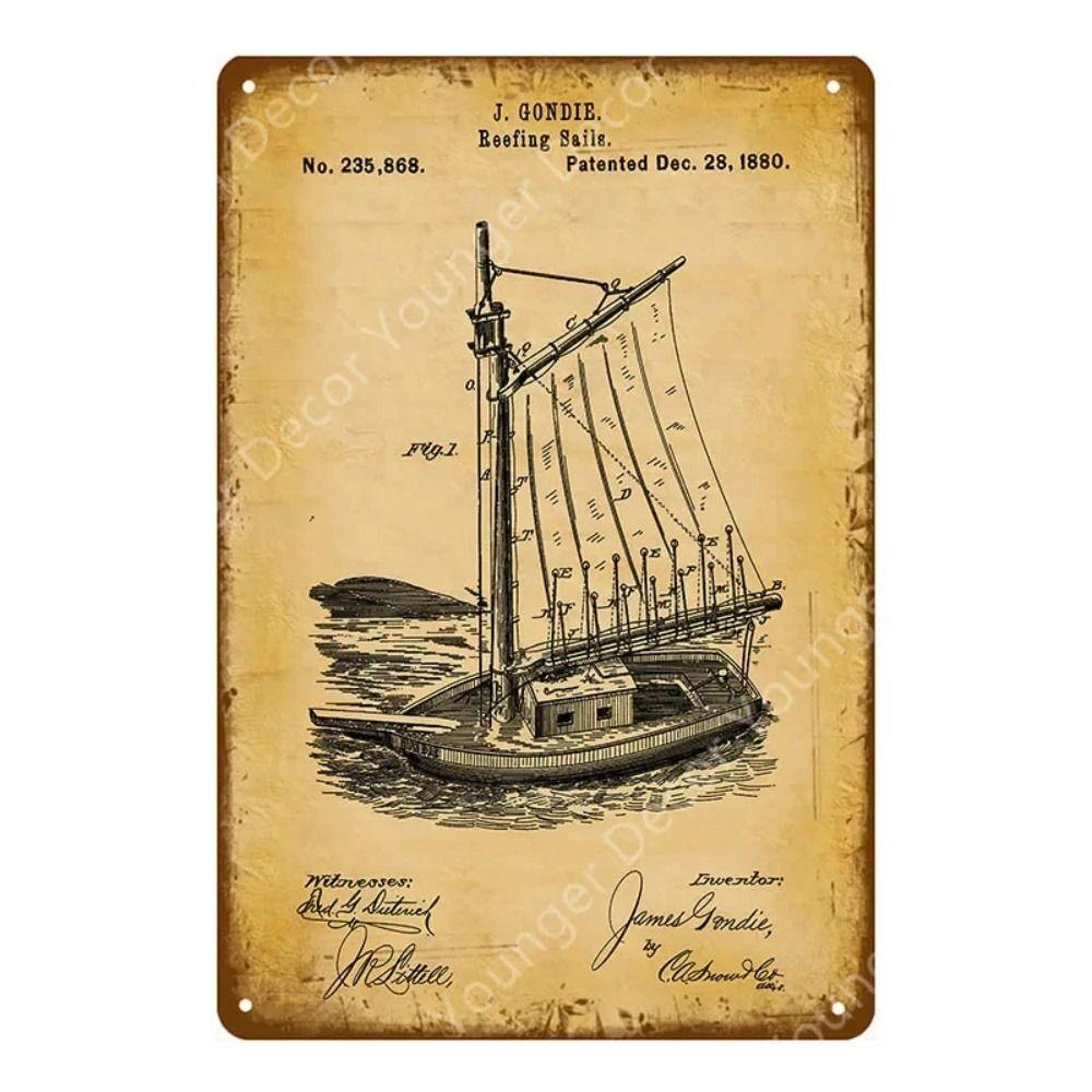 Metal Sign Vintage Sailboat Nautical Decor Maritime Gift Wall Art 20x30 Cm