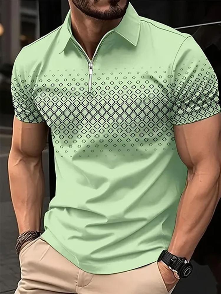 Letné pánske POLO tričko s krátkym rukávom módne 3D tričko so zipsom golfové tričko ležérne Street pánske oblečenie Európske meranie