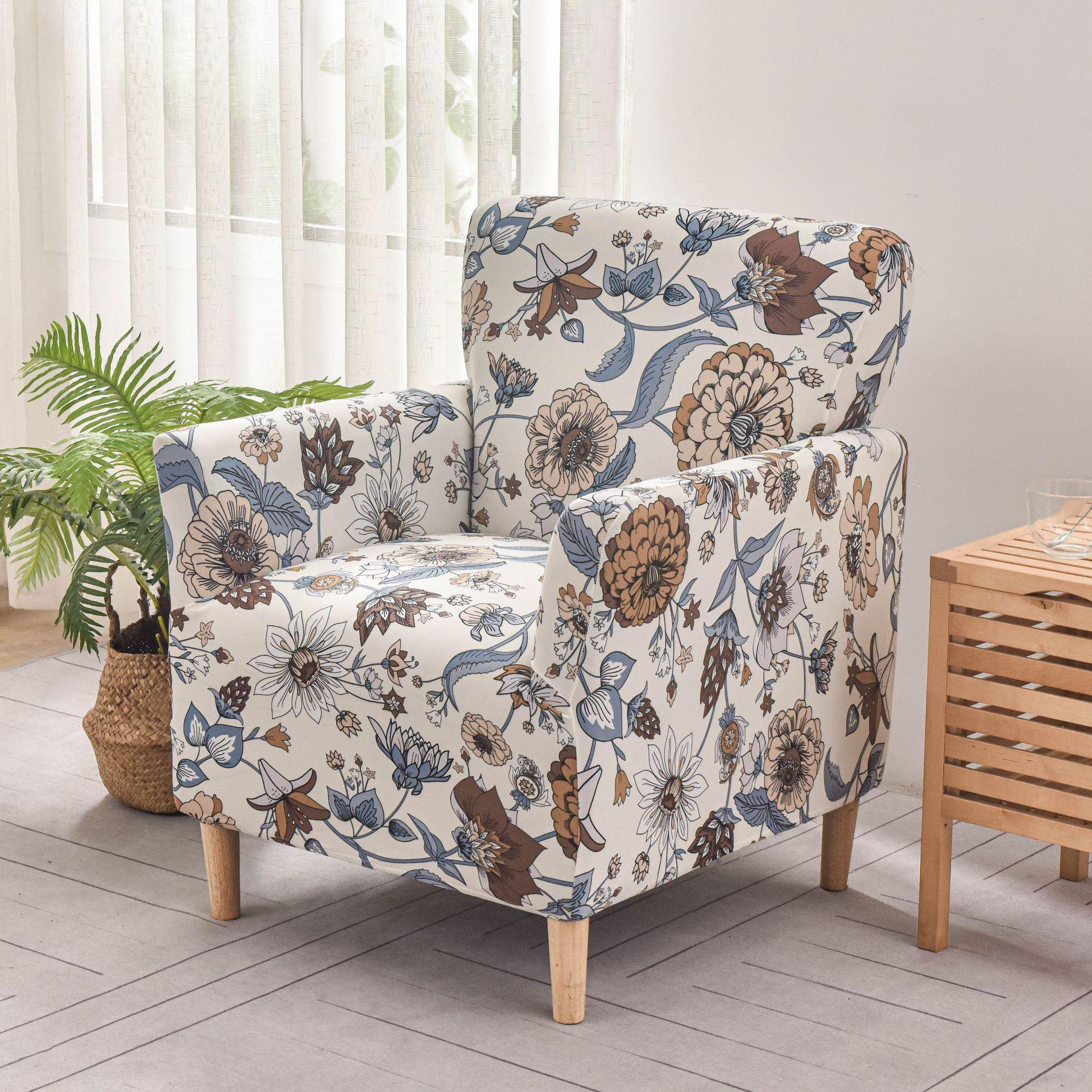

Nordic Flowers Club Chair Cover Stretch Single Club Covers Anti-dirty Removable Sofa Slipcover Furniture Cover for Bar Counter One Size