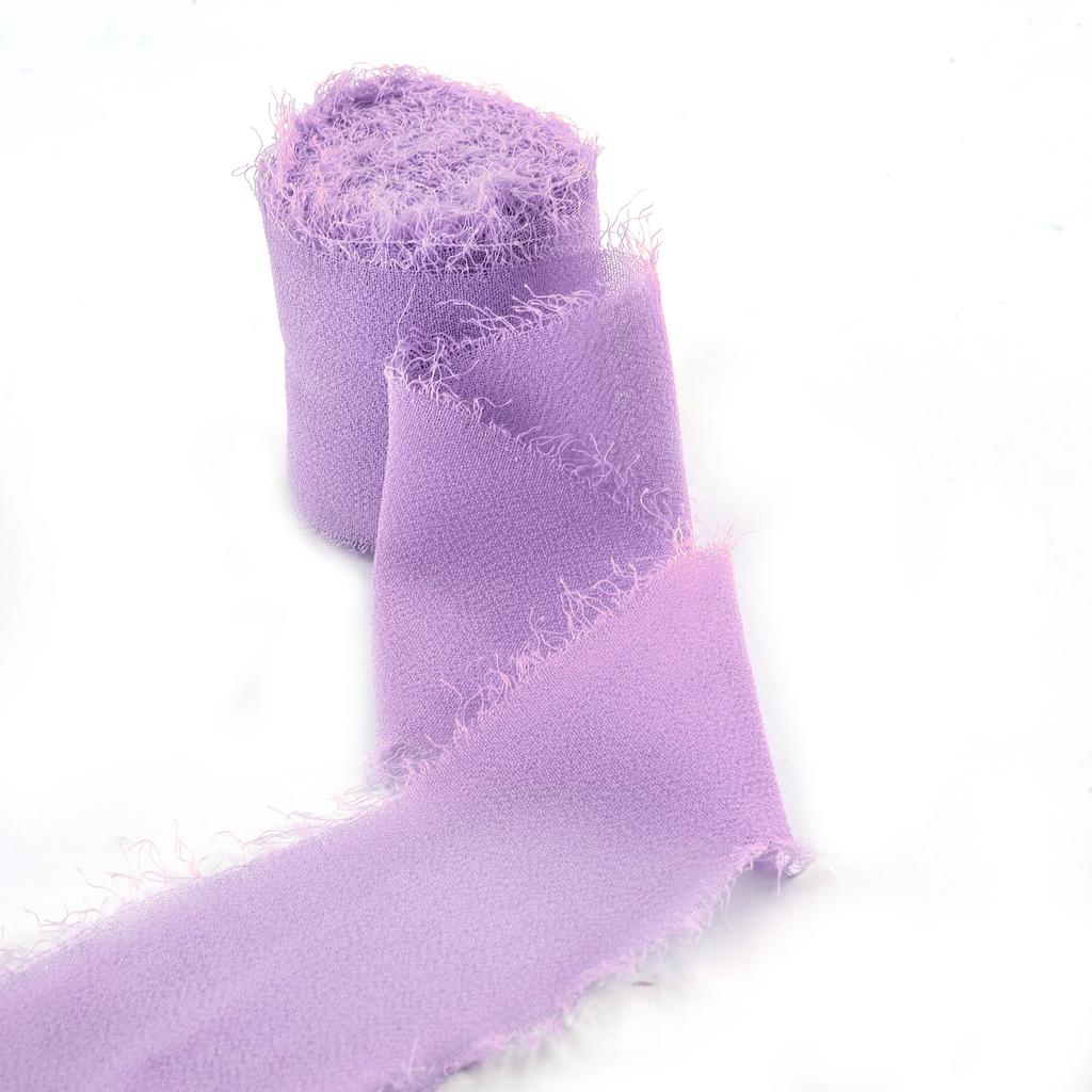 5M*4cm Handgefertigtes Ausgefranstes Satin-Chiffon-Seidenband für Hochzeitseinladungen, Verpackungen, Sträuße, Geburtstagsfeierdekorationen, Geschenke