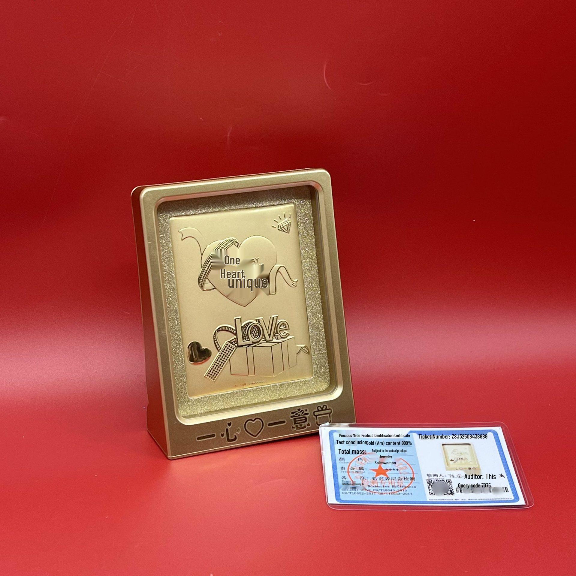 

Shuibei 999 Pure Gold Qixi Valentine s Desktop Ornament Photo Frame