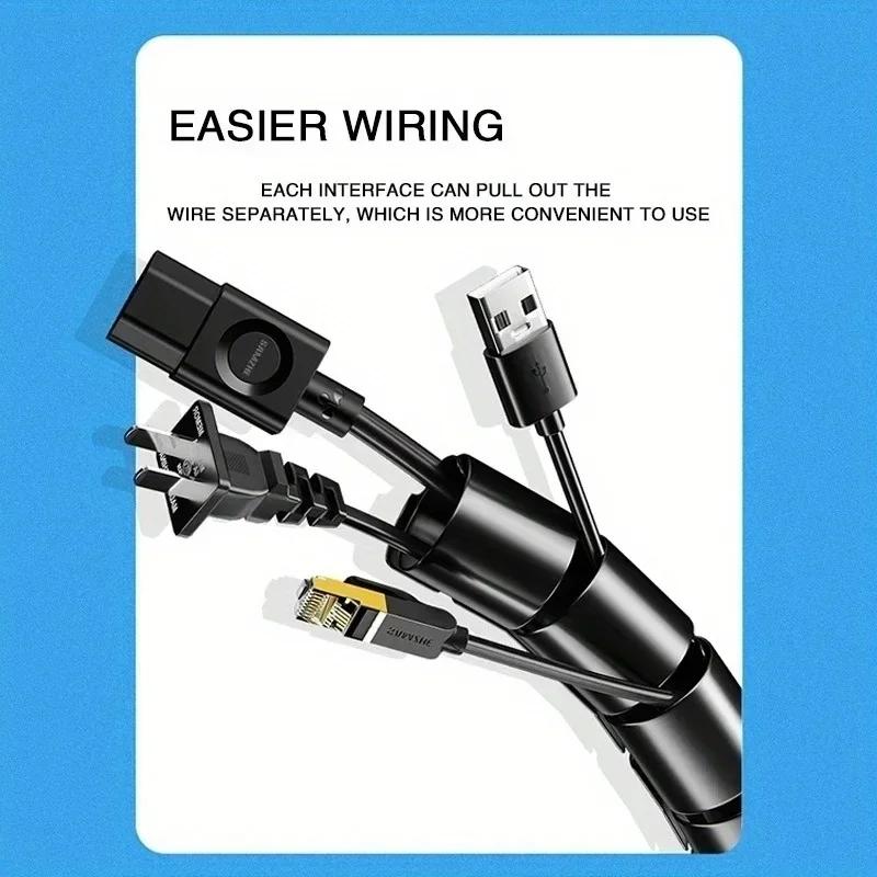 78.74 Inch Flexible Spiral Cable Protector Cable Organizer Computer Cable Protection Tube Clamp Finishing Management Tool 10 Mm