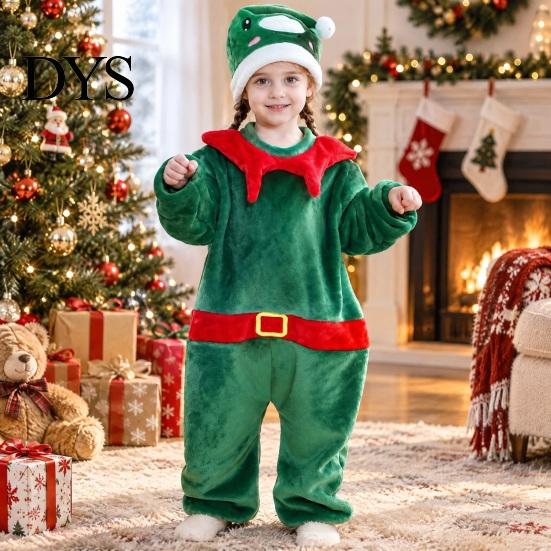 Soft Fleece Baby Christmas Outfit Kids Flannel Onesie, Santa Claus Costume Pajamas for Boys Girls, Jumpsuit Warm Holiday Party Sleepwear with Two Way