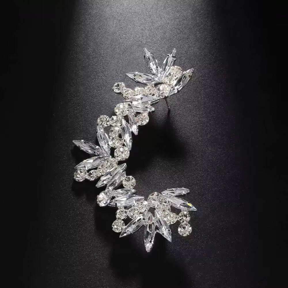 Irregular Rhinestone Ear Bone Clip No Hole High Sense Niche Symmetrical Full Diamond Ear Clip Earrings Female Versatile