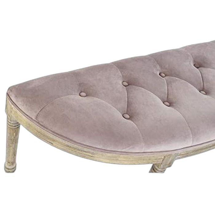 Lavice - DKD Home Decor - Samet a dřevo hevea - Růžová/přírodní - Klasický styl - Snadná montáž