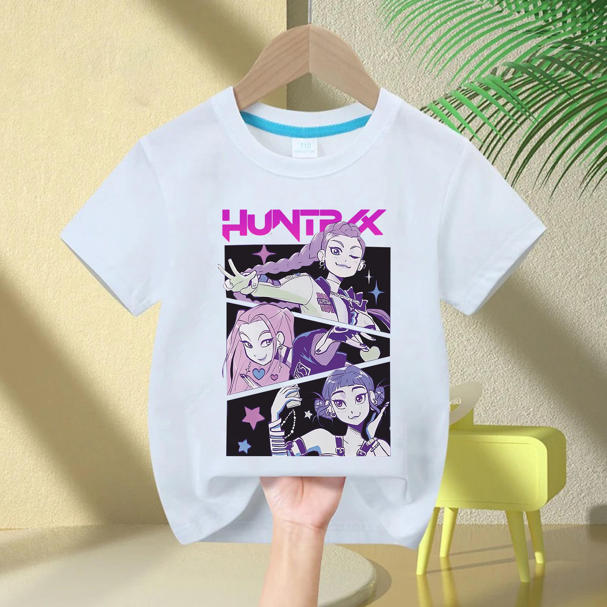 

Summer 2025 new KPop Demon Hunters T-shirt for boys and girls, kids clothing, casual short sleeve t-shirt with round neck 160