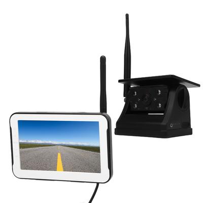 Magnet Solar Wireless Backup Camera 5in Display 1080P 150 Degree Wide Angle 24hrs Battery Life 2.4Hz Signal Night Viewing for RV Trailer Truck