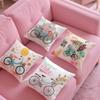 Country Flower Bicycle Pillow Case Silky Short Plush With Invisible Zipper Dustproof Sofa Cushion Cover For Home Decor