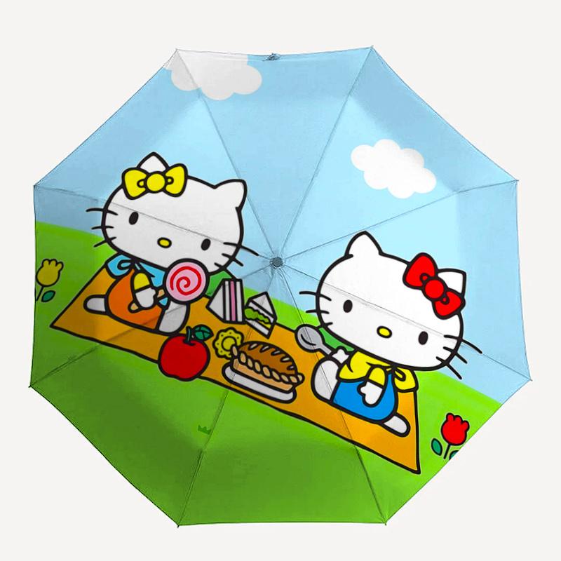 1pc Hello Kitty Picnic with Automatic Opening Umbrella - Portable Folding Design, 8-Rib Iron Frame, Outdoor, Ideal Gift for Fans, Travelers, Daily Use