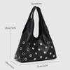 Punk Rivet Women Shoulder Bag Soft PU Leather Tote Bags for Women Handbag Half Moon Hollow Studded Shopper Tote Bucket Bags