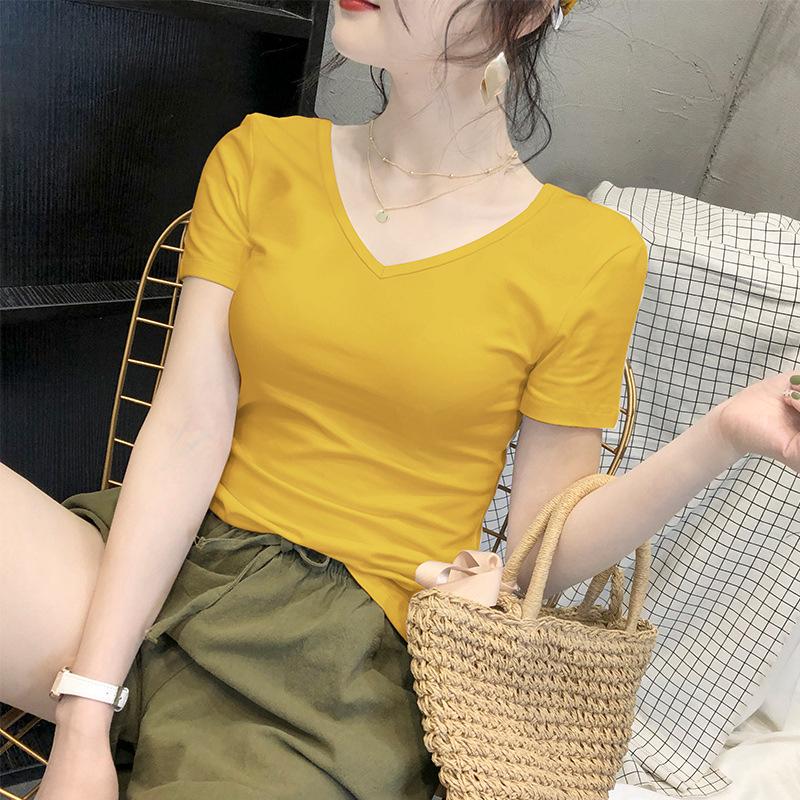 Women's White Short-Sleeve Crew Neck T-Shirt, 2024 Spring/Summer, Slim Fit, Pure Cotton, Basic Top