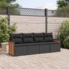 VidaXL Garden Lounge Set with Cushions 4 Pcs, Patio Sofas, Patio Furniture Set, Outdoor Furniture, Black 3227448