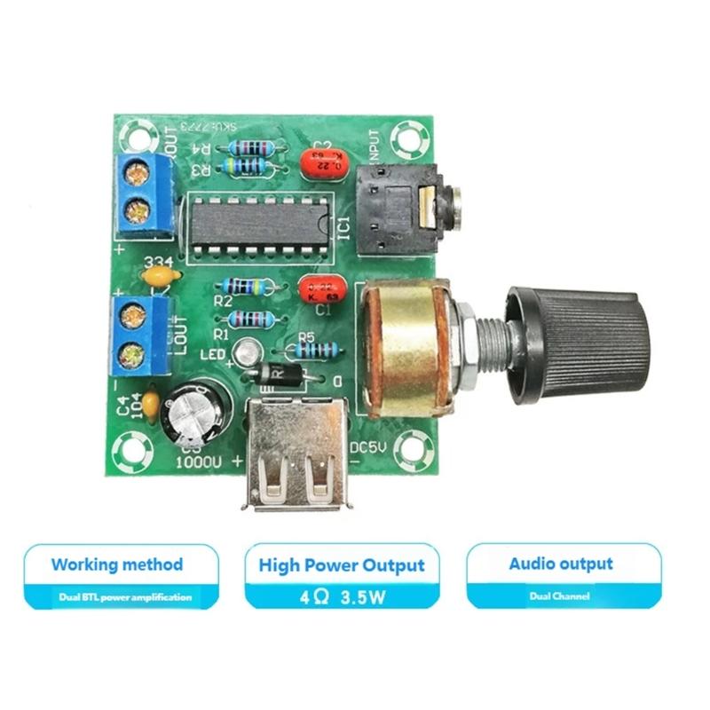 5VDC Mono Power Amplifiers Module 5W Double Channel Output Battery Operated For Portable Projects