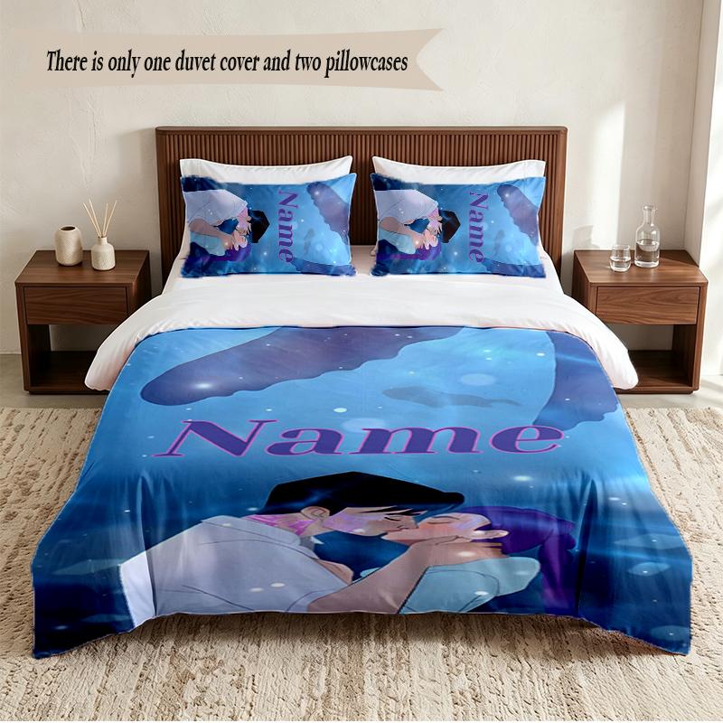 Rumi & Jinu Personalisierte Individuelle Namen 3-teiliges Bettwäsche-Set Weiches Bettbezug-Set Für Schlafzimmer Heimdekoration