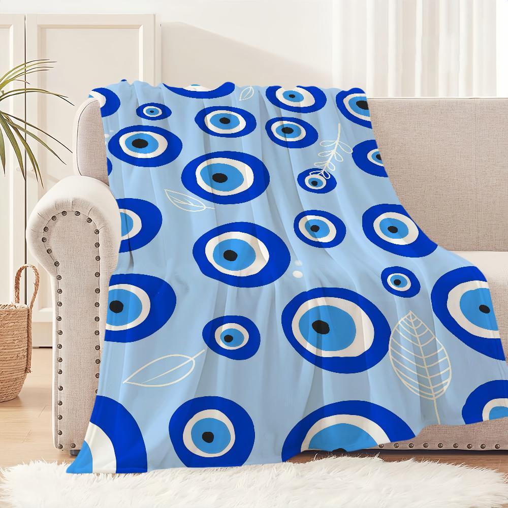 Evil Eye Mystical Bright Eye-catching Lucky Flannel Warm Comfort Soft Plush Blanket for Sofa Living Room Bedroom Travel Gift