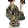 Miyake Pleats Akordeonový Top - Retro Color Block 7-rukávový Ležérní Krycí