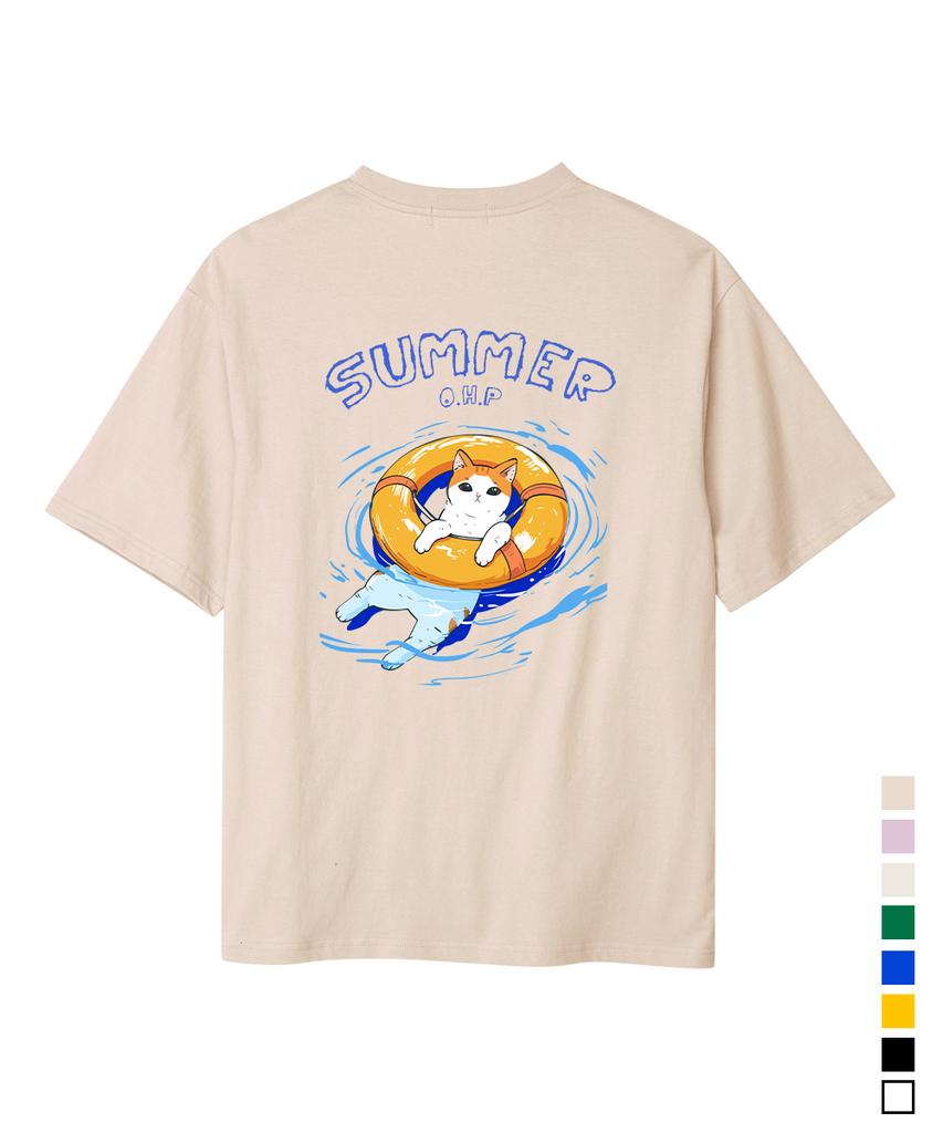OHP Ohpxharmonia Bwater Play Cat Semi-Oversized Short Sleeve Tee (B Type)