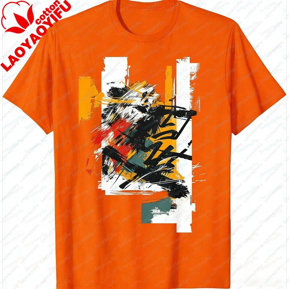 Fashion Unisex TShirt Summer Short Sleeve Art Drawing Graphic Colorful Painting Motif Print Casual Creative Artistic  graphic Tops S