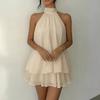 GMXIA Women's Fashion Summer Spring Sleeveless Solid Color Print Casual Dresses