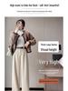 2025 Autumn/Winter Women's High-Waist Herringbone Woolen Pants - Slimming and Versatile with Plus Velvet, Available in Narrow and Wide Leg Fits.