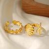 Stainless Steel Sea Star Shell  Open Rings For Women Men Vintage Gold Color Adjustable Finger Ring Jewelry Beach Party Gifts