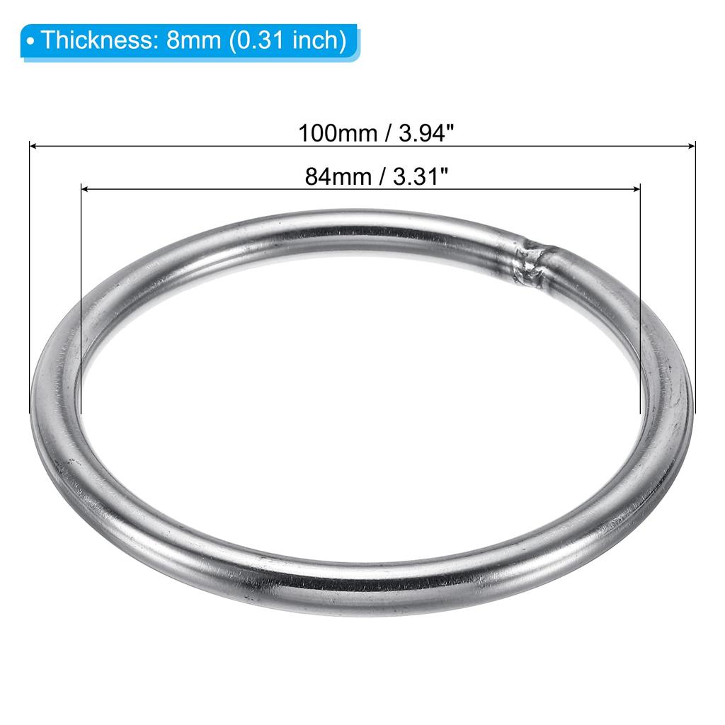 PATIKIL 4pcs 85mm Metal 304 Stainless Steel Round Rings Hardware for Hanging DIY Crafts O-Rings Bags, Belts, Baskets,
